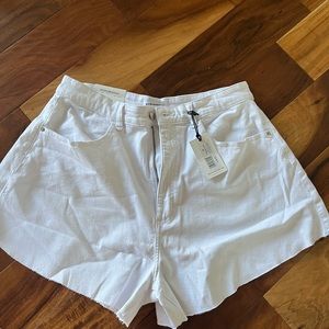 WeWoreWhat - White Flare Stretch Twill Denim Bell Short